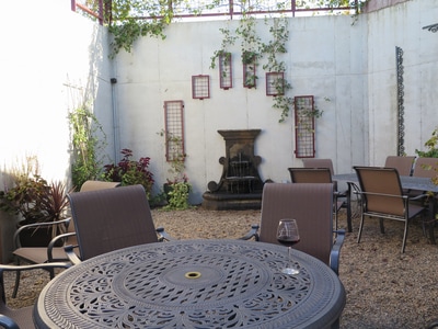 Cellar Garden outdoor gathering area at Fence Stile