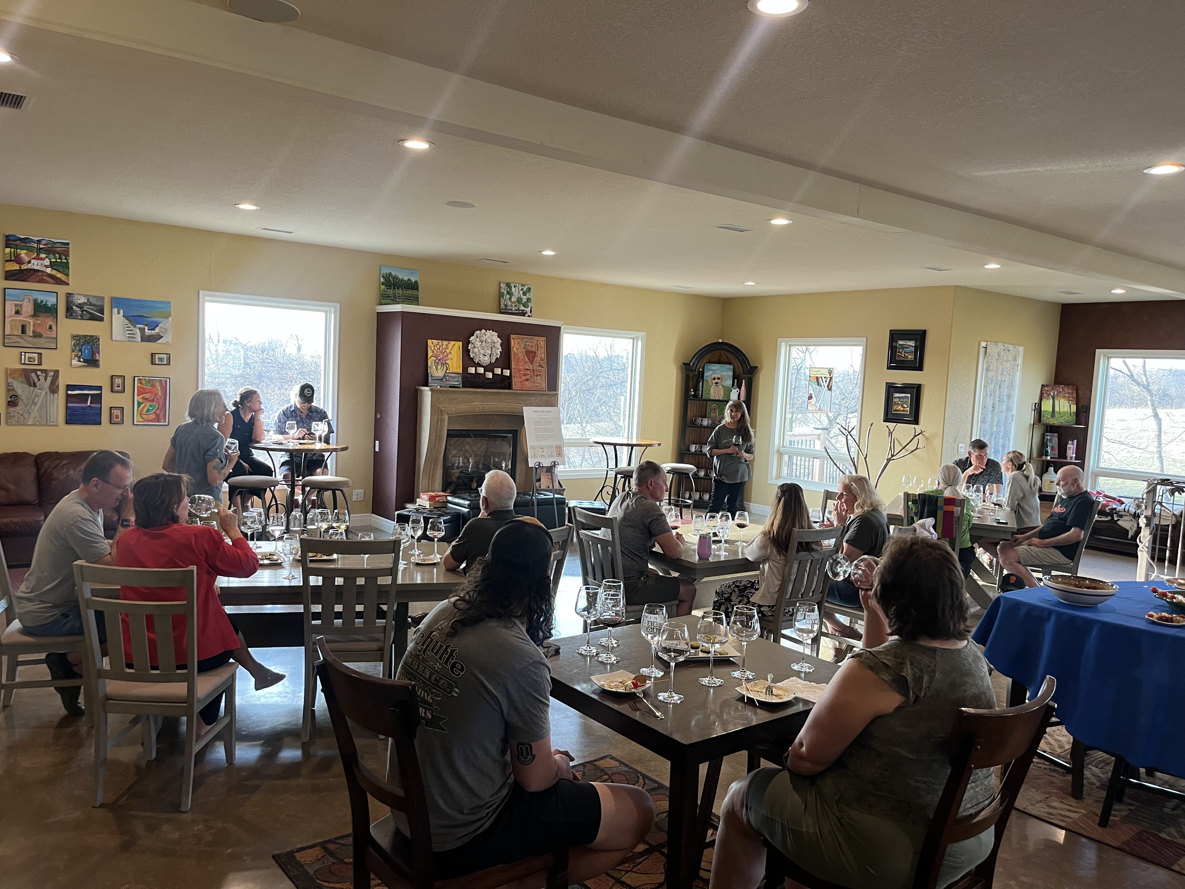 Guests gathered together inside the Fence Stile tasting room