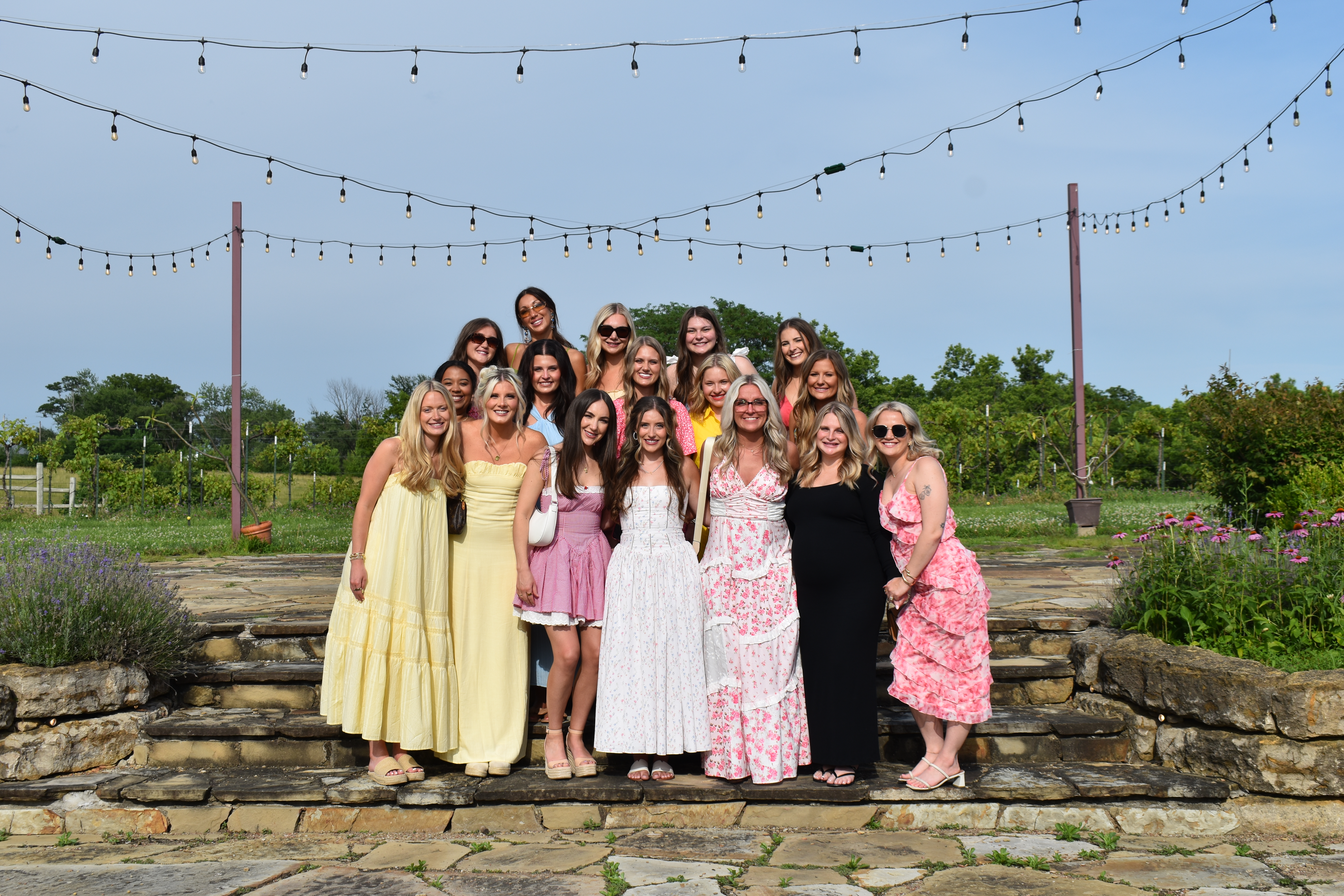 Guests gathered on the patio at Fence Stile