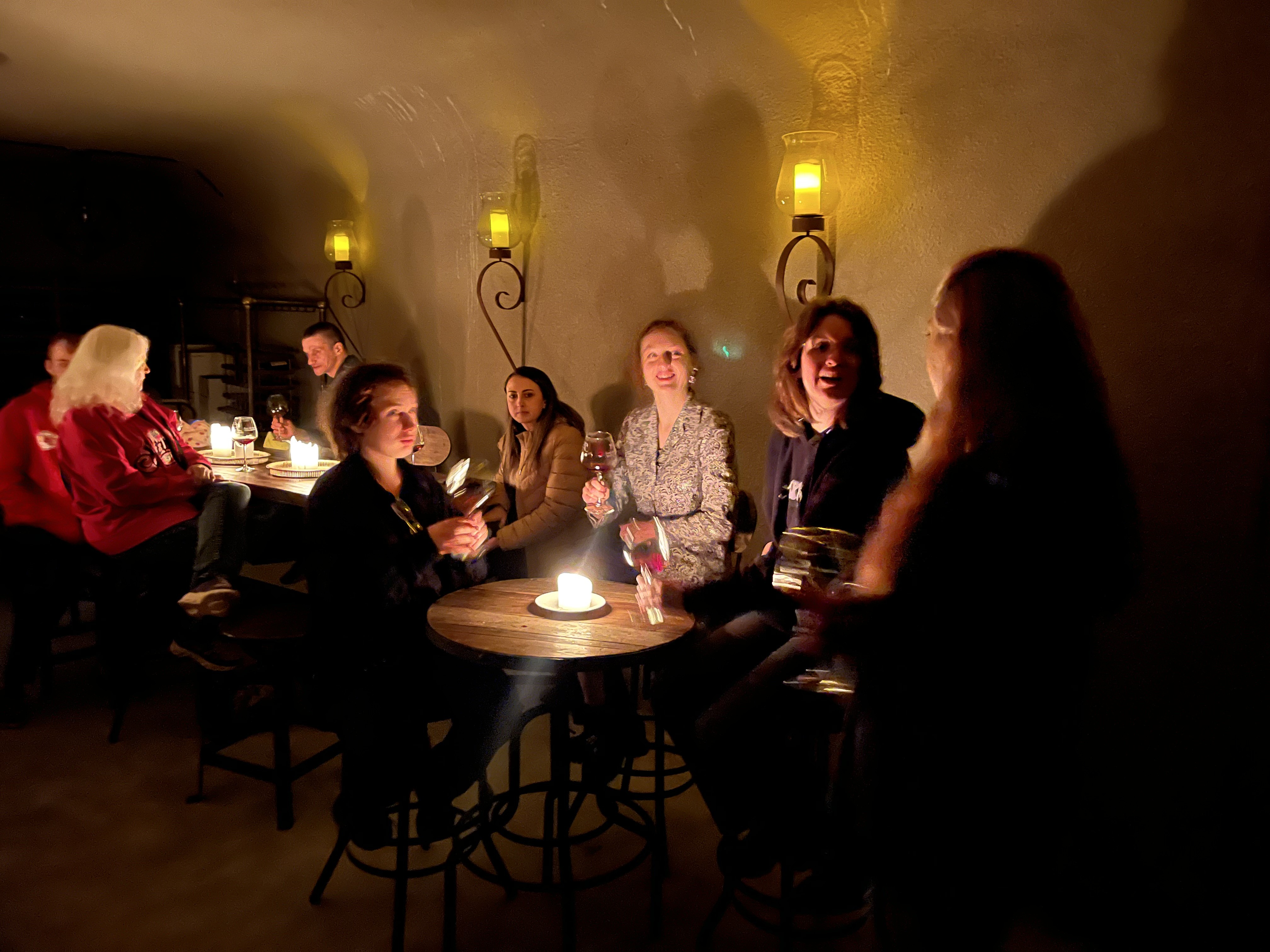 Wine cave setting for a winter gathering at Fence Stile