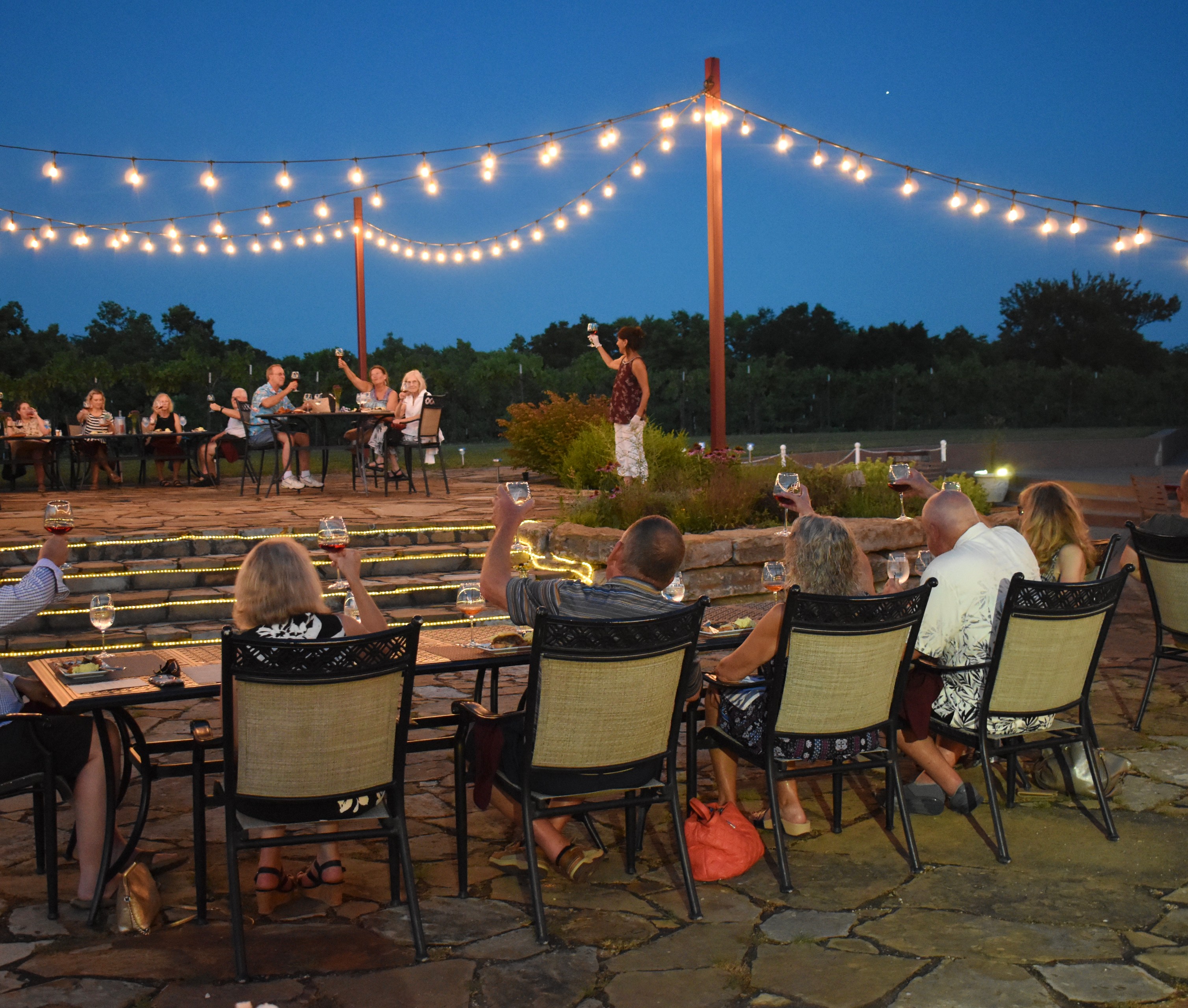 Guests toasting during a Fence Stile experience