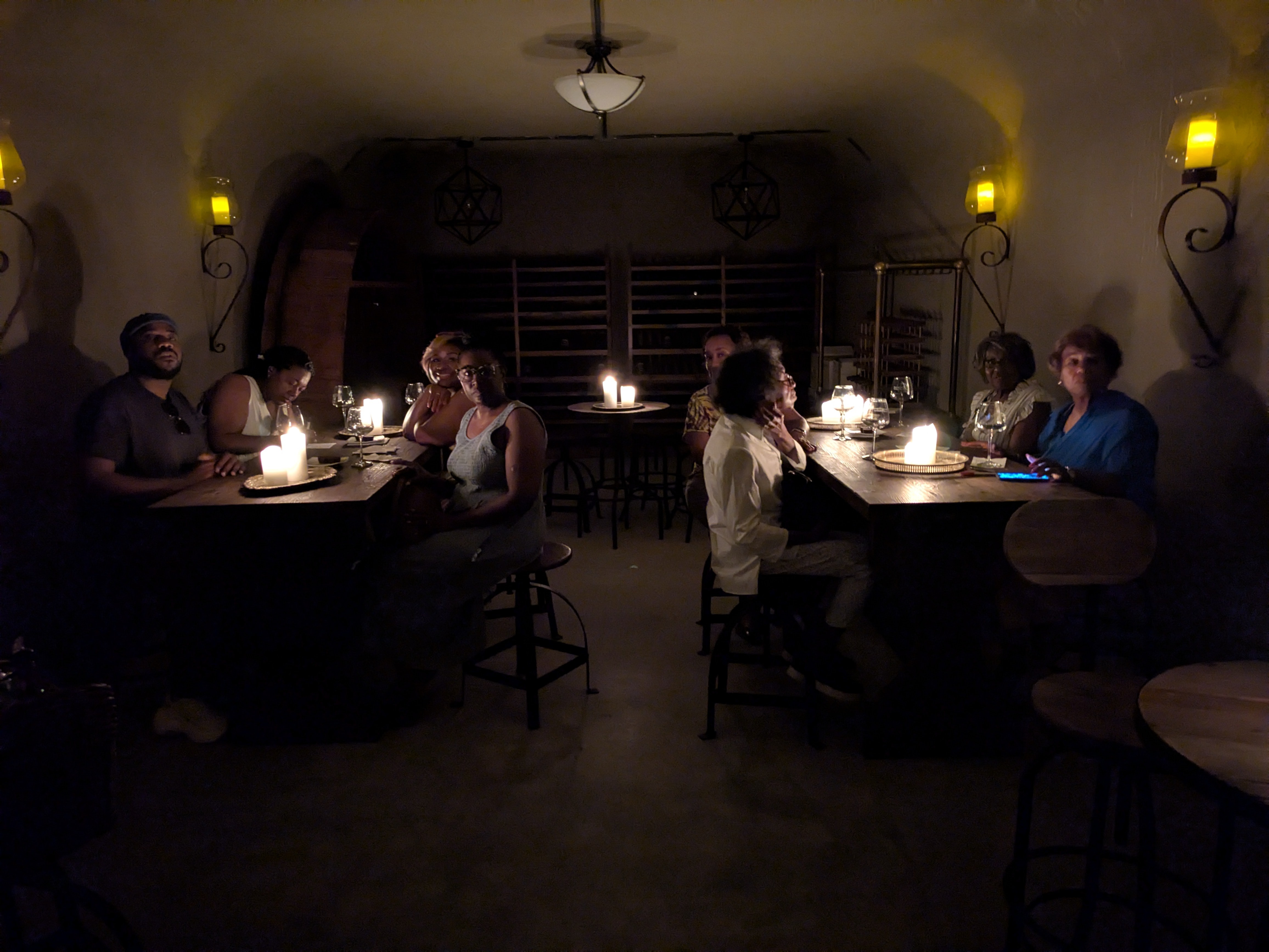 Candlelit private wine tasting inside the Fence Stile cave