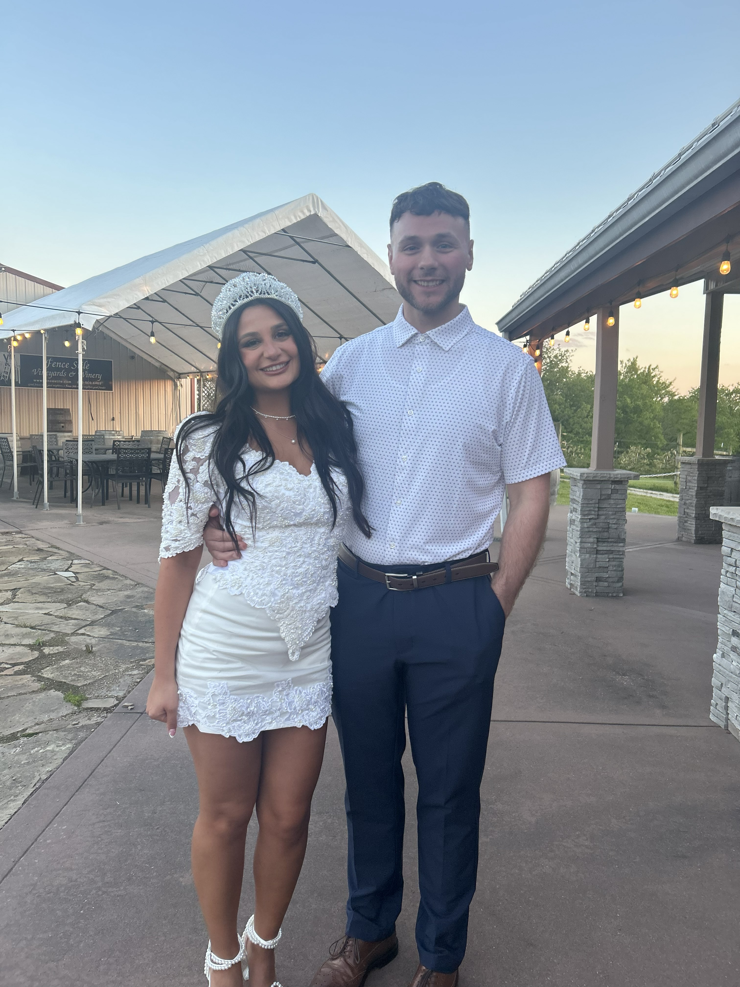 Couple celebrating their wedding weekend at Fence Stile