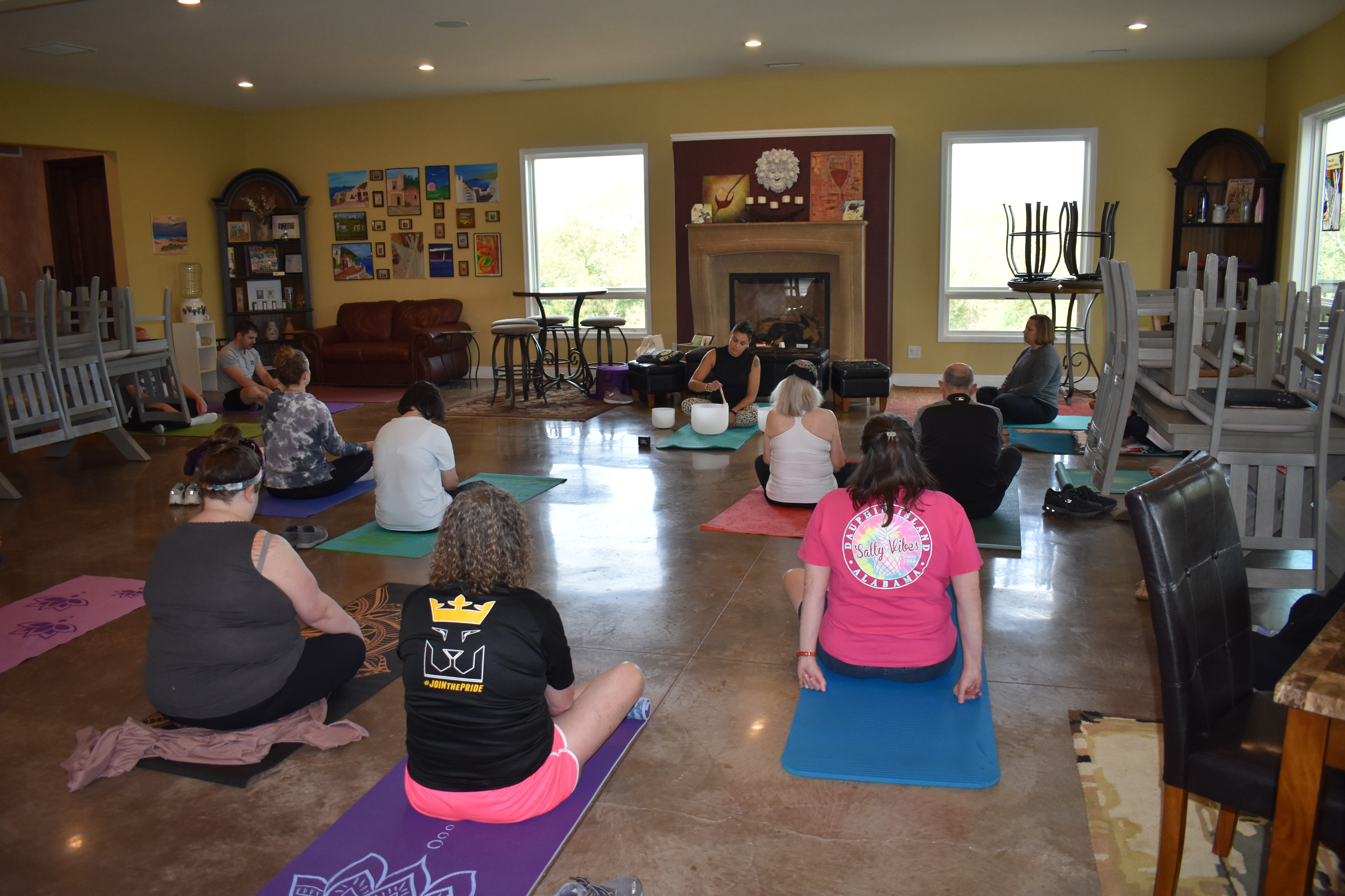 Indoor group retreat session at Fence Stile