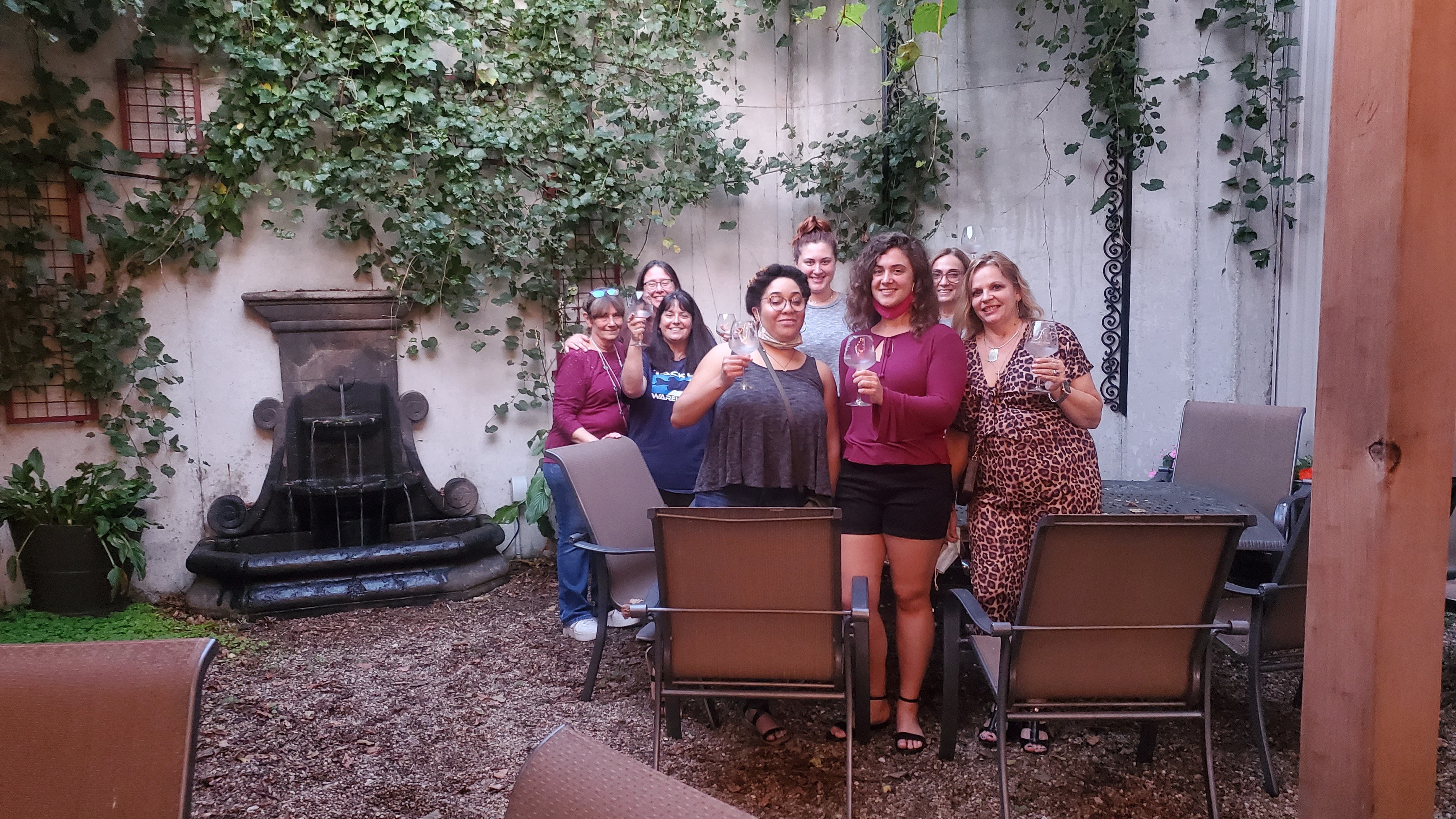 Private group gathered in the courtyard at Fence Stile