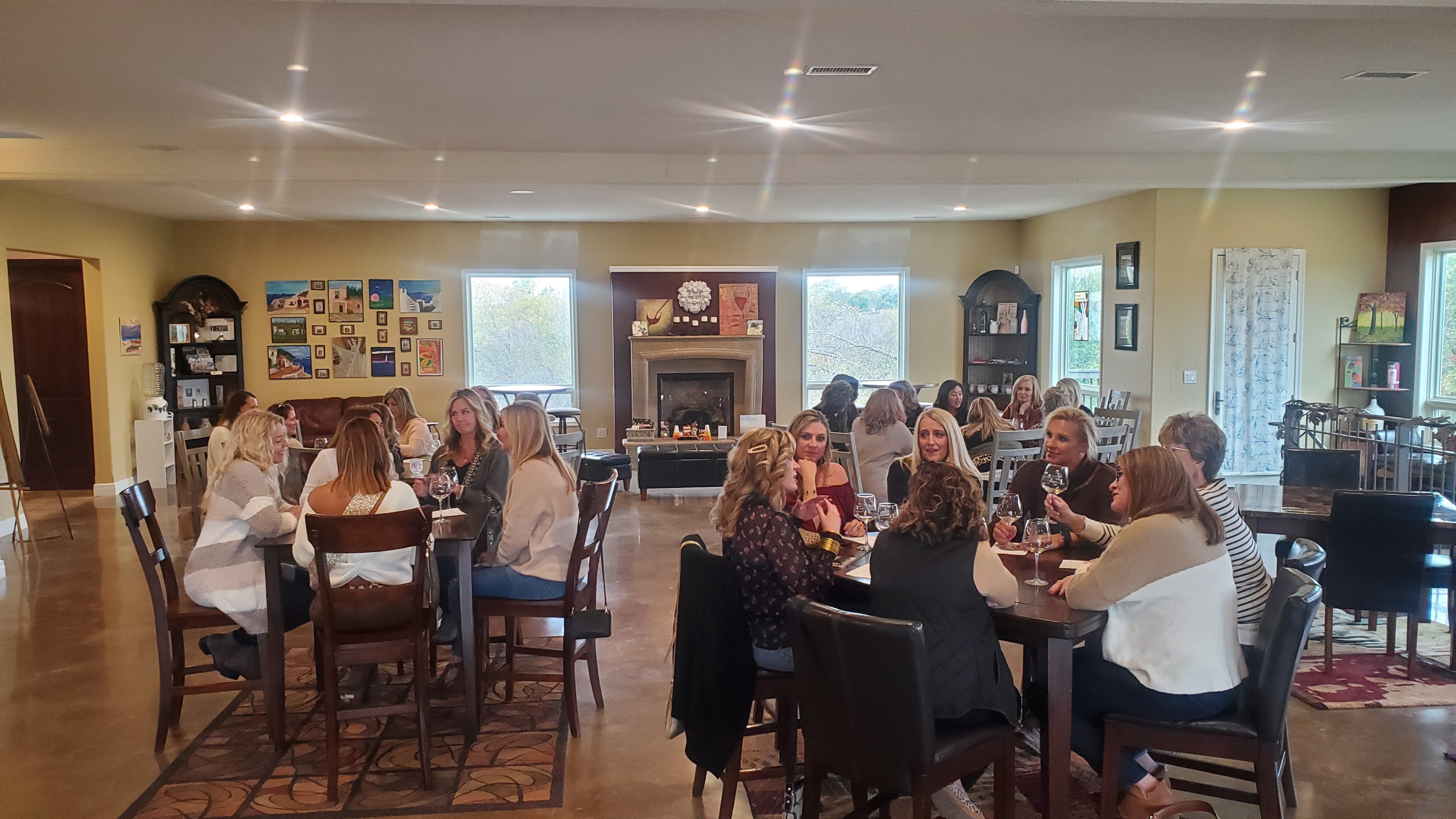 Groups gathered in the tasting room at Fence Stile