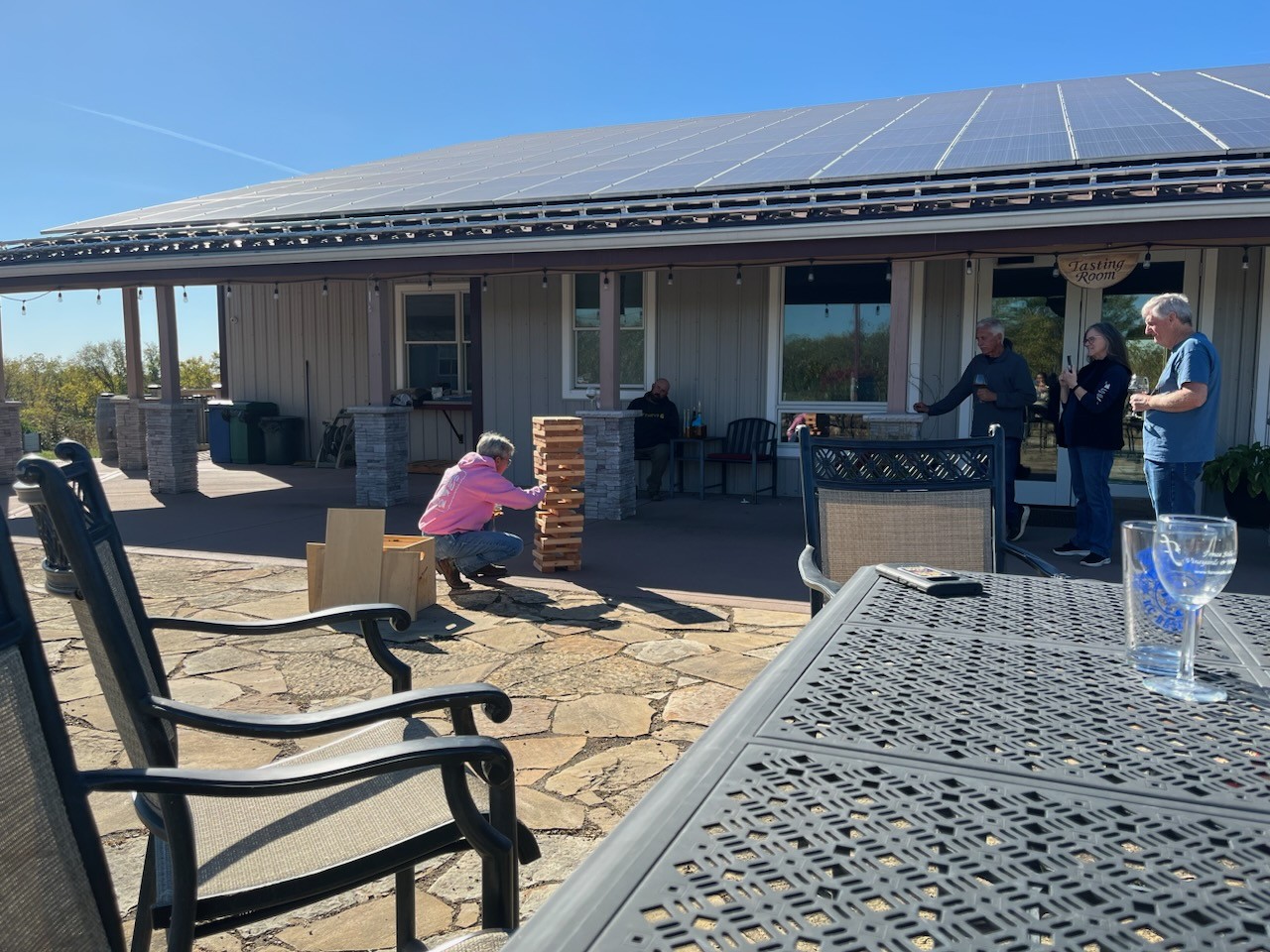 Group activity on the patio at Fence Stile